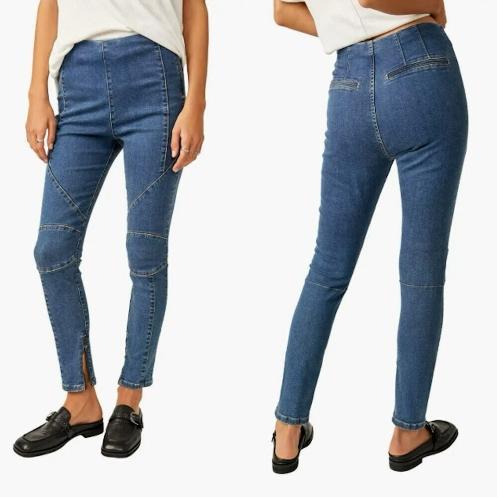 NWT Free People We the Free Bella Moto Mid Rise Skinny Jean